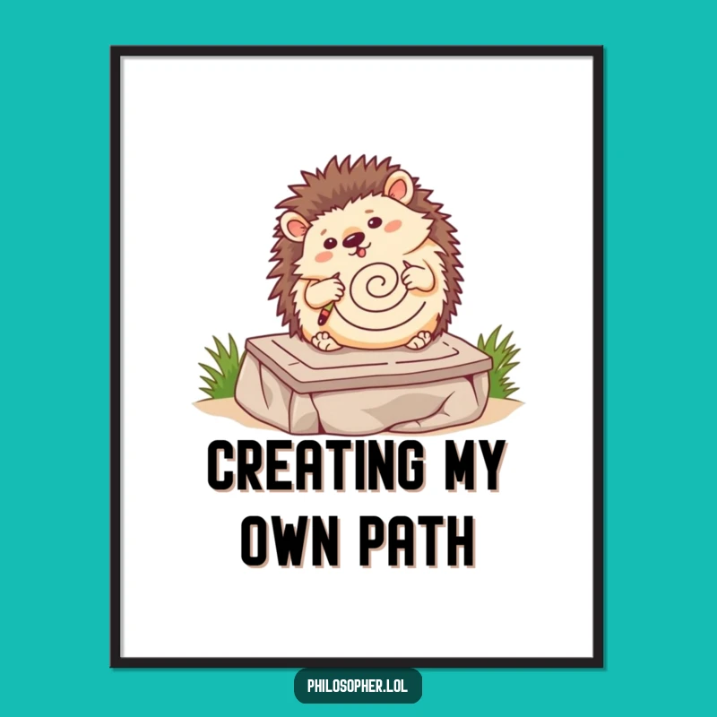 Funny Hedgehog Art Poster: Wobbling Hedgehog's Masterpiece, Quirky Wall Decor, Funny Gift