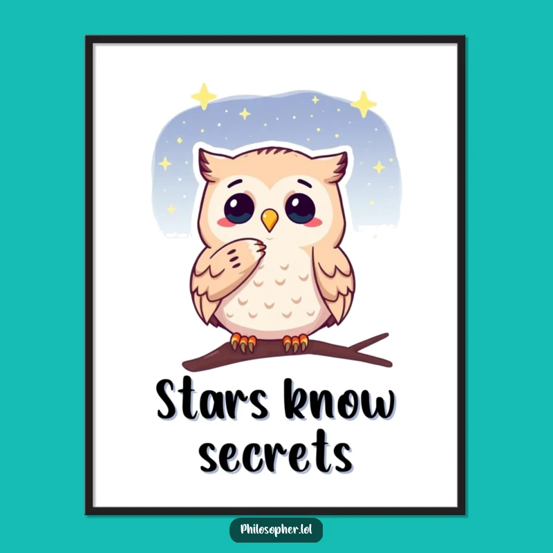 Funny Owl Poster: Stargazing Contemplation Art, Perfect Decor Gift