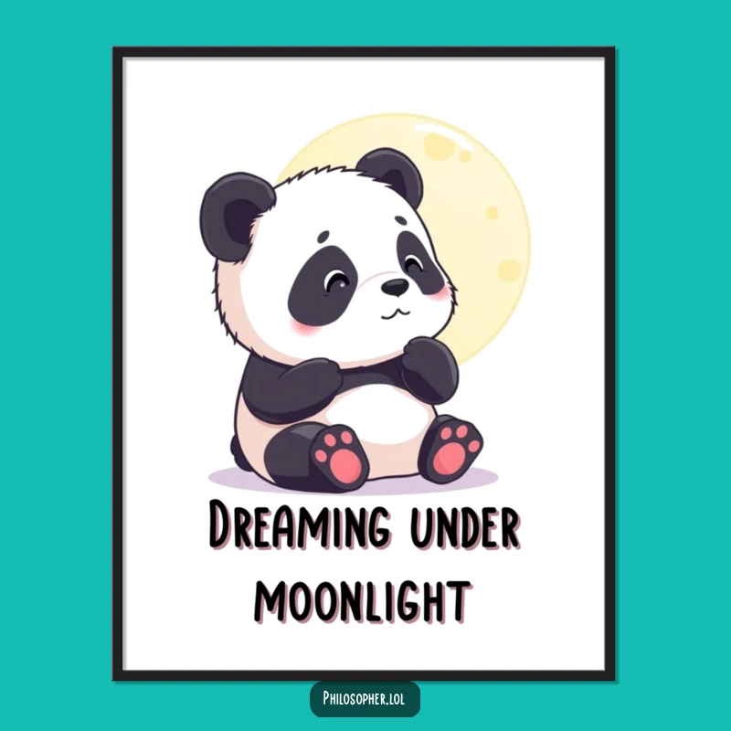 Funny Panda Moon Poster - Dreamy Wall Art for Peaceful Spaces