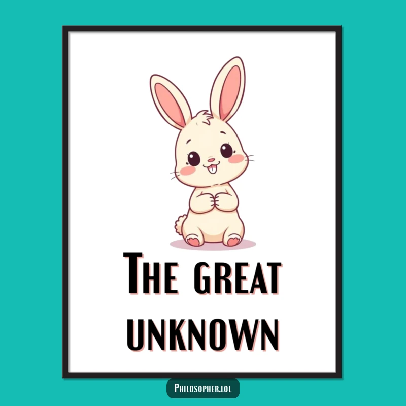 Funny Pondering Bunny Poster: Curious Question Mark Art Print Décor
