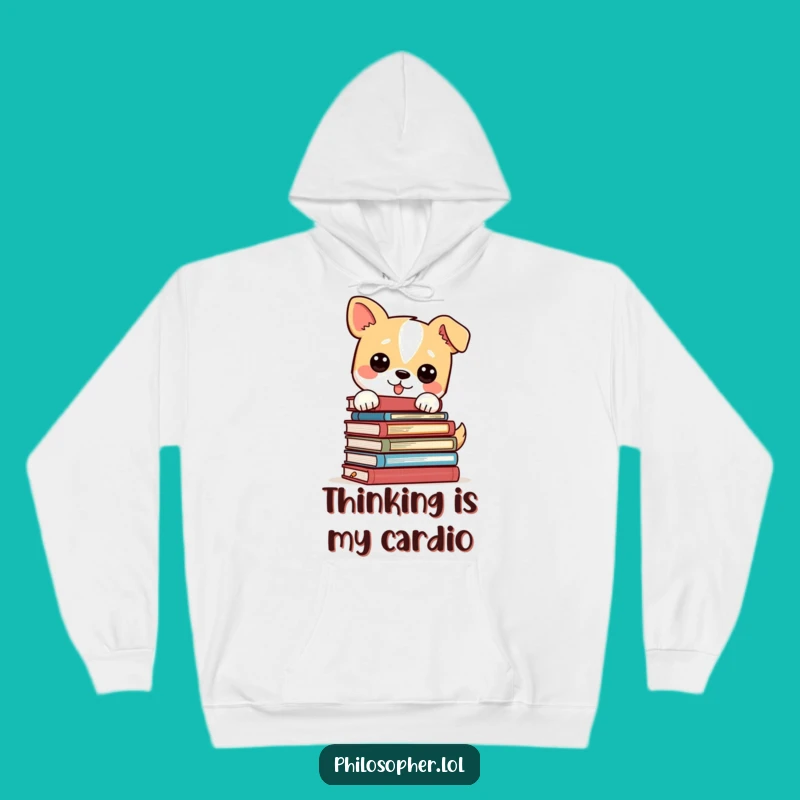 Cozy Funny Dog Philosophy Books Hoodie: Warm Your Soul with Smart Laughter