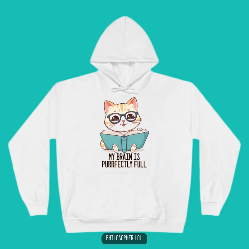 Funny Cat Scholar Hoodie - Cozy Reader Comfort, Perfect Gift!