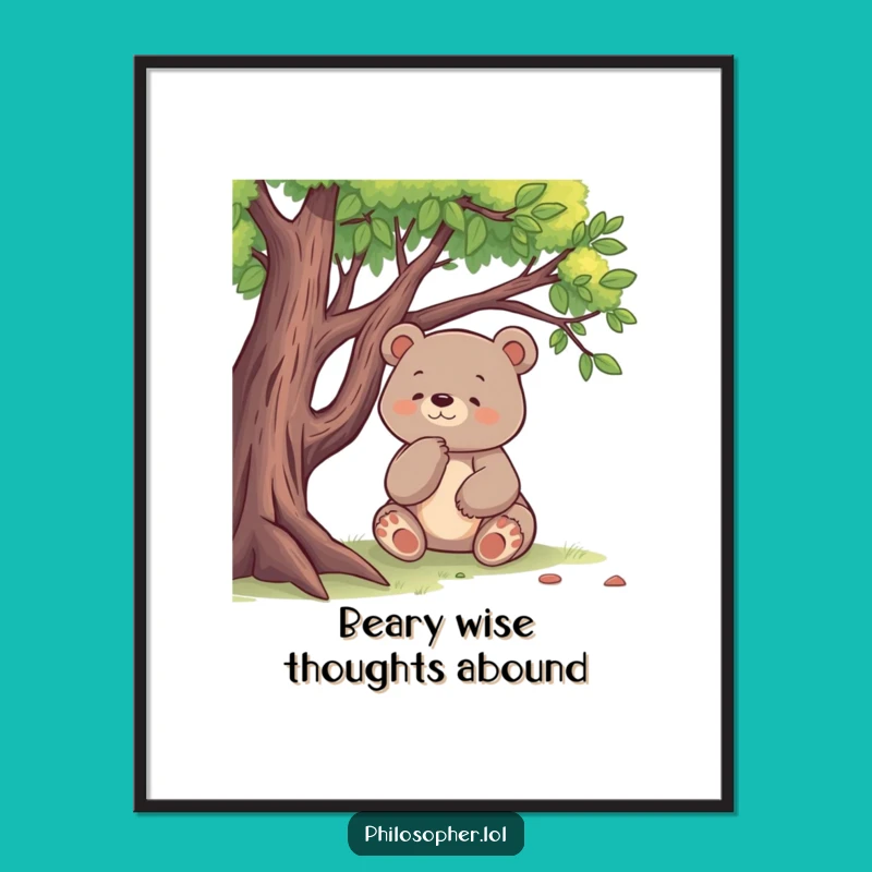 Free Printable Wall Art: Funny Bear Contemplating, Humorous Downloadable Decor