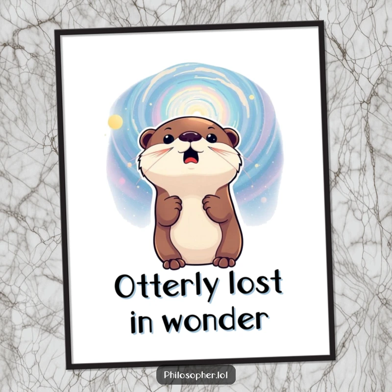 Funny Free Printable Wall Art: An excited otter gazing intently at a vast, swirling, vibrant galaxy.