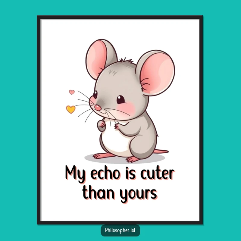 Free Printable Wall Art: Shy Mouse Echo, Funny Downloadable Decor