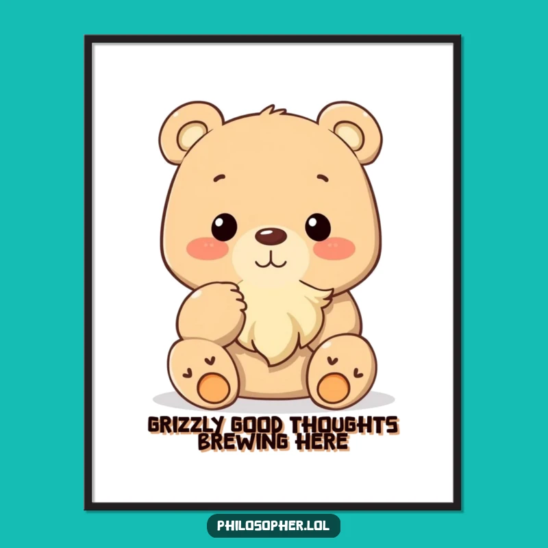 Free Printable Wall Art: Thinking Bear Beard! Downloadable Funny Art Gift