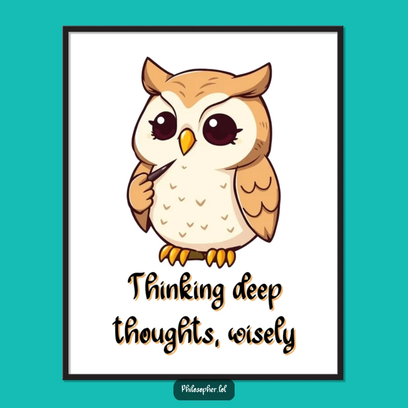 Free Printable Wall Art: Thoughtful Owl, Funny Downloadable Decor for Home