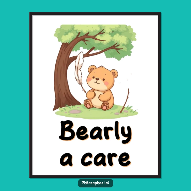 Funny Free Printable Bear Pondering Wall Art: Peaceful Downloadable Decor for Calm Spaces!