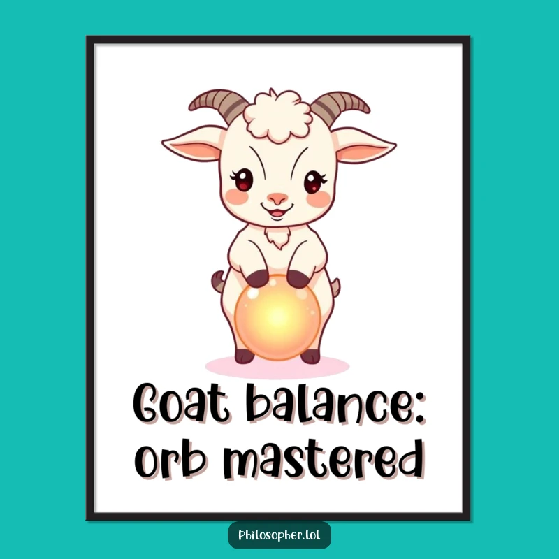 Funny Free Printable Wall Art: Enchanting Goat Balance, Quirky Downloadable Decor for Magic Lovers