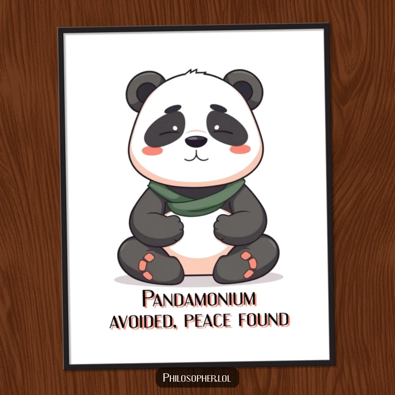 Funny Free Printable Wall Art: Brave panda meditating serenely, promoting inner peace, humorous downloadable decor.