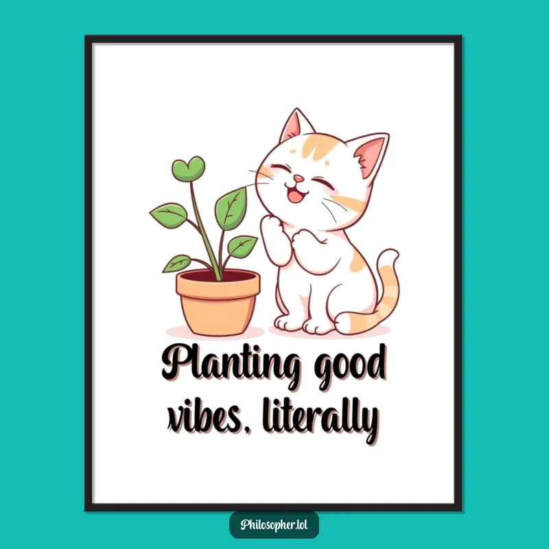 Funny Free Printable Wall Art: Cat's Plant Secrets Downloadable Decor Gift