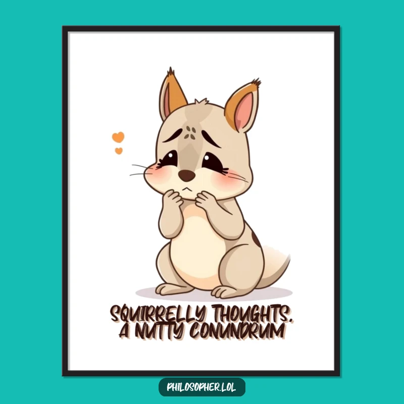 Funny Free Printable Squirrel Wall Art: Confused Thinker Downloadable Decor