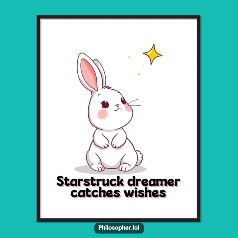 Free Printable Wall Art: Dreamy Rabbit Star Gazer Funny Downloadable Decor