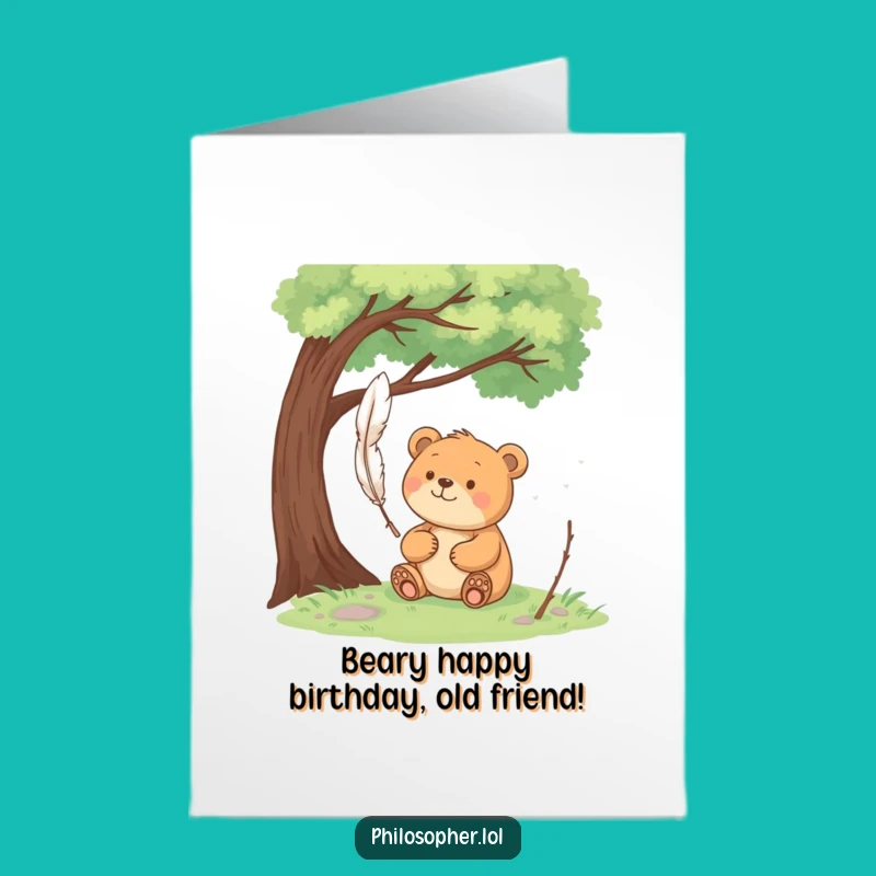 Free Printable Bear Pondering Birthday Card: Thoughtful Downloadable for a Relaxed Celebration!