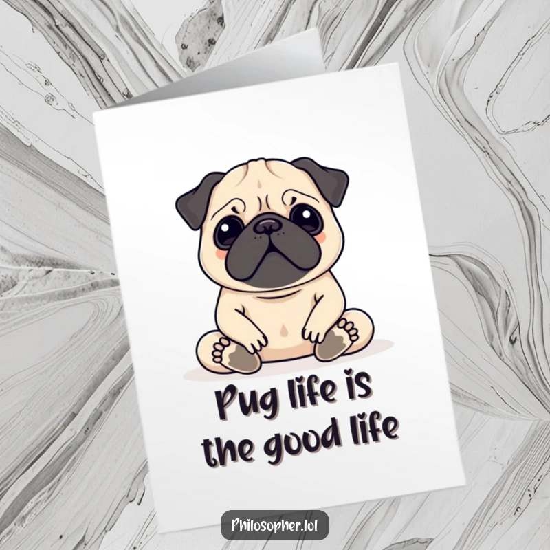 Funny Free Printable Birthday Card: Serene pug meditating deeply, radiating peace and good vibes for a happy birthday.