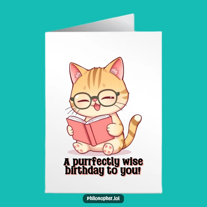 Free Printable Giggling Cat Birthday Card: Funny Book Lover Downloadable Gift!