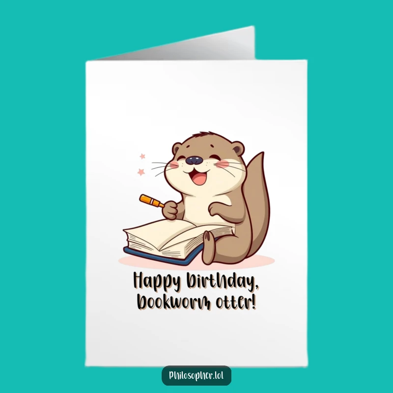 Free Printable Birthday Card: Otter Scribbling Joyfully - Funny Downloadable Gift