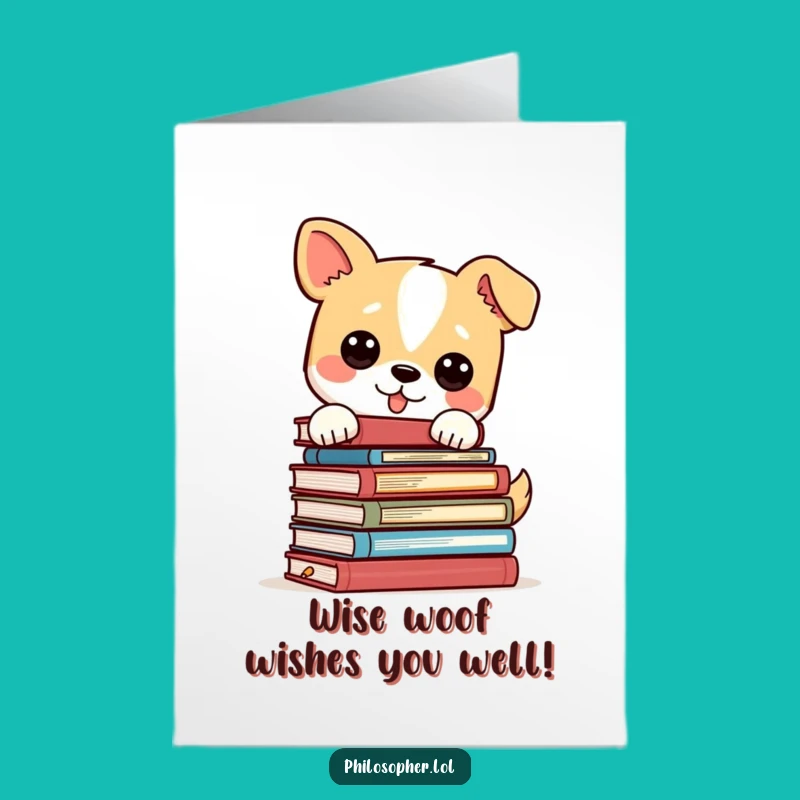Free Printable Birthday Card: Funny Dog With Philosophy Books - Instant Download Gift
