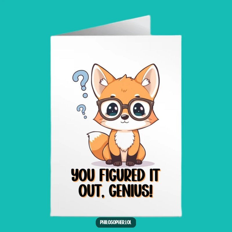 Free Printable Congrats Card: Curious Fox Cub for a Smart, Funny Downloadable Message