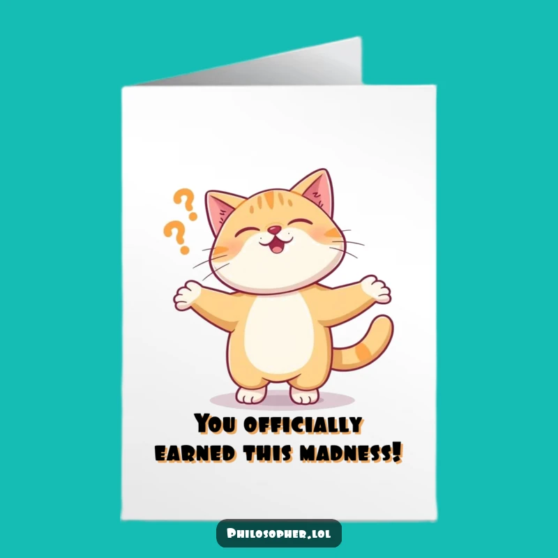 Free Printable Congrats Card: Funny Cat Spin Downloadable Celebration Gift