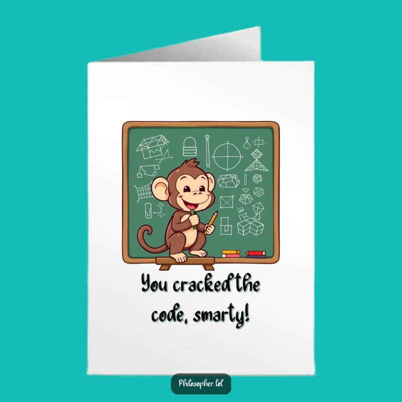 Free Printable Congrats Card: Monkey's Brilliant Ideas, Funny Downloadable Gift for Achievements