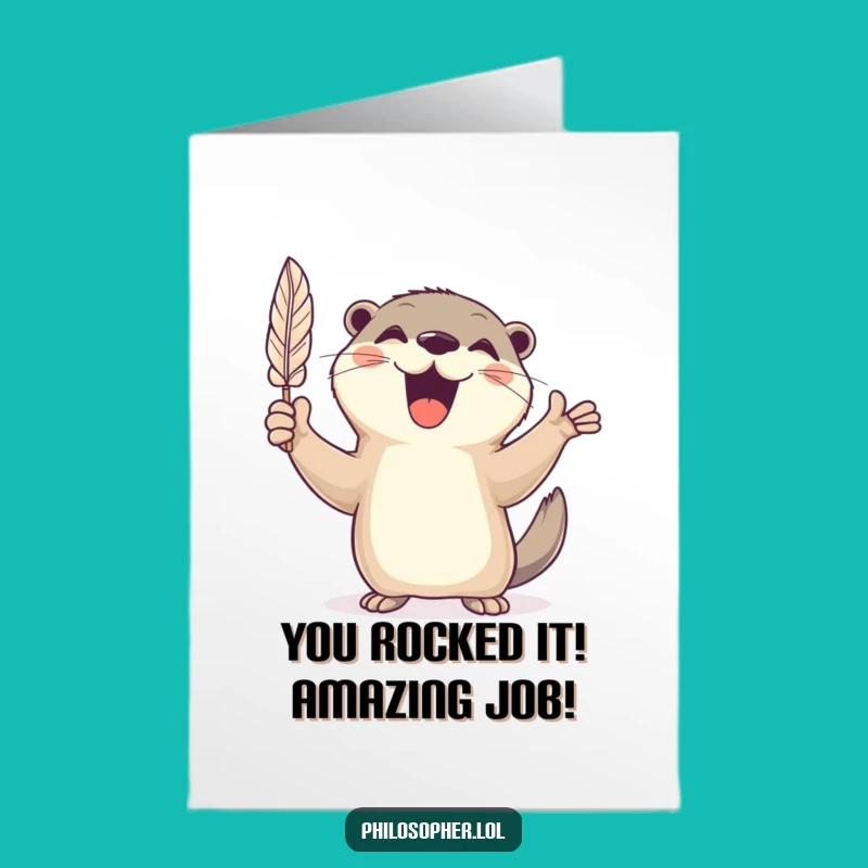 Free Printable Congrats Card: Otter Quill, Energetic Downloadable