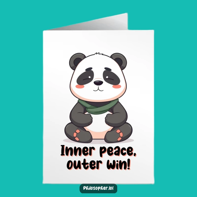Free Printable Congrats Card: Panda Meditation Humor Downloadable Gift for Inner Peace