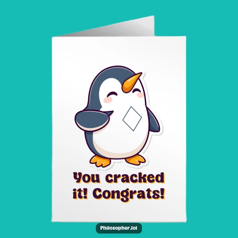 Free Printable Congrats Card: Penguin Ponders, Hilarious Downloadable Gift!
