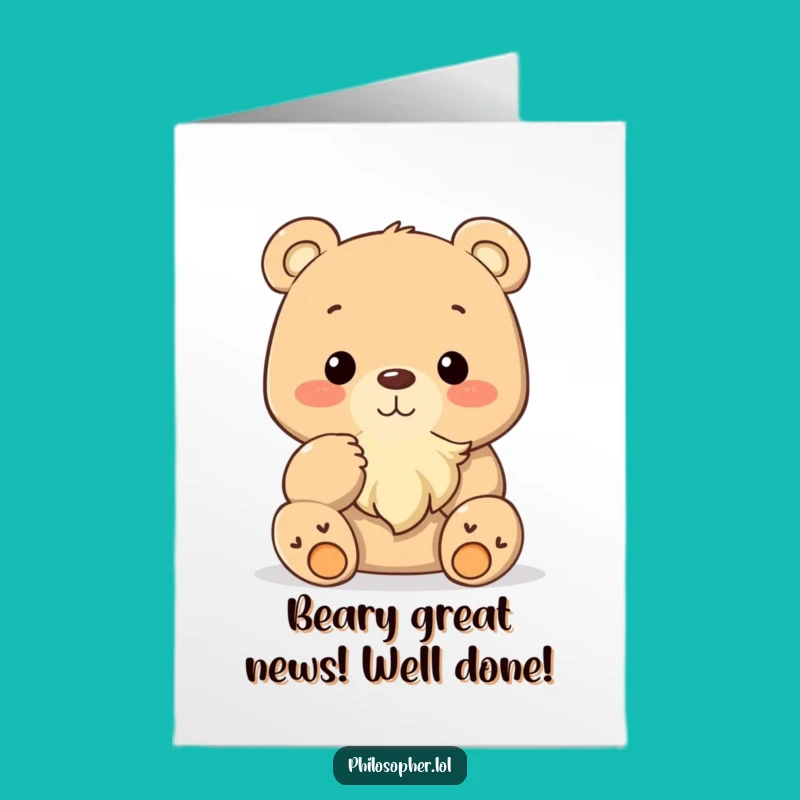 Free Printable Congrats Card: Thinking Bear Beard Success! Downloadable Gift