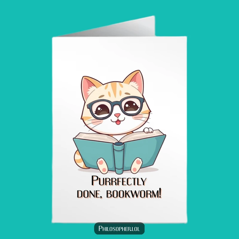 Free Printable Congrats Card: Cat's Literary Achievement, Funny Downloadable Gift for Book Lovers