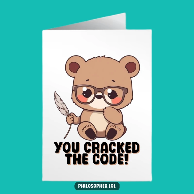 Free Printable Congrats Card: Bear Cub's Feathered Insight - Downloadable Gift
