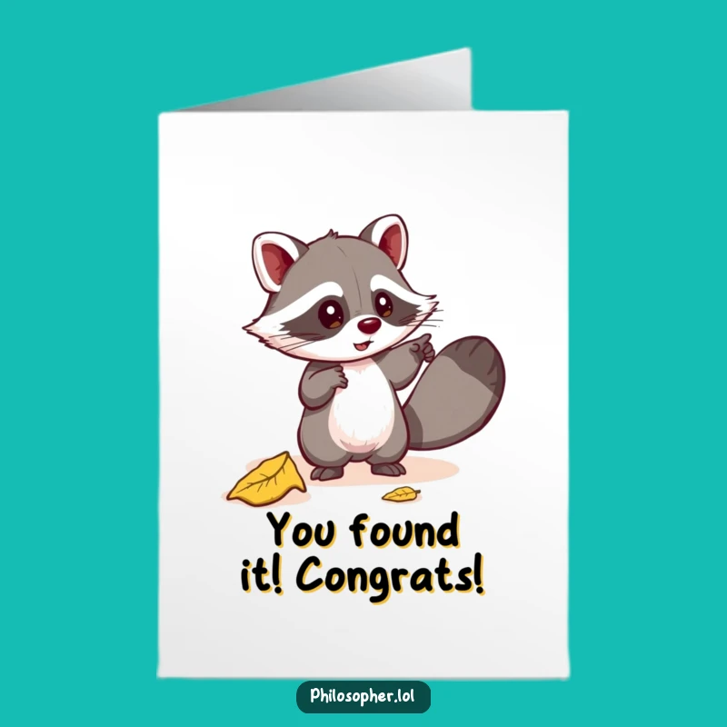 Free Printable Raccoon Leaf Congrats Card: Celebrate Discoveries with Downloadable Cheer