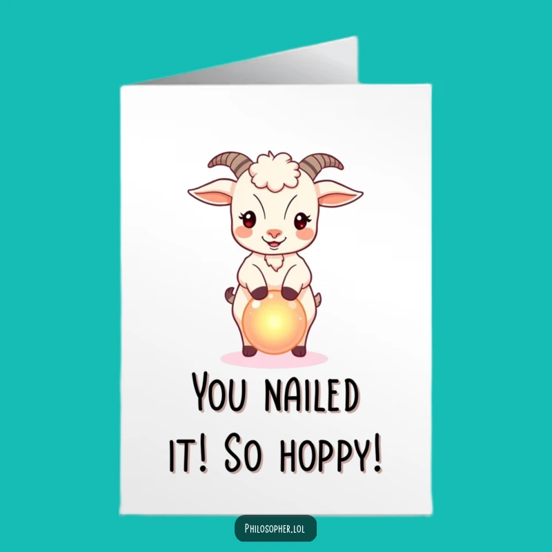 Free Printable Congrats Card: Goat's Magical Balance, Funny Downloadable Gift for Success