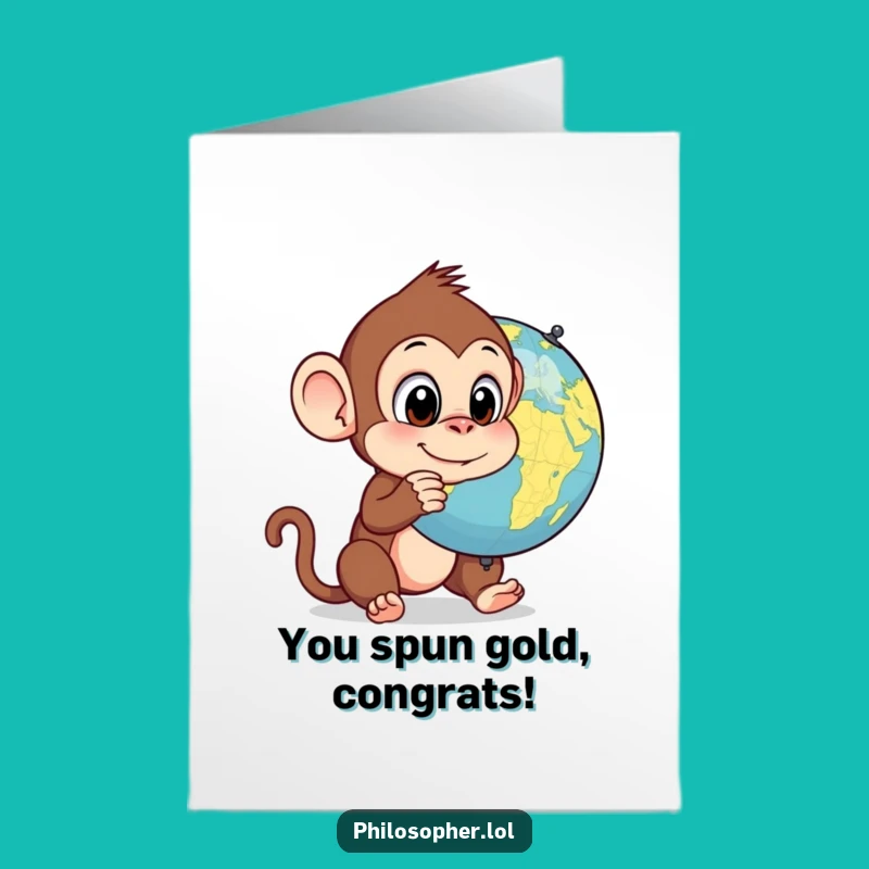 Free Printable Monkey Globe Congrats Card: Hilarious Downloadable Gift for Any Occasion
