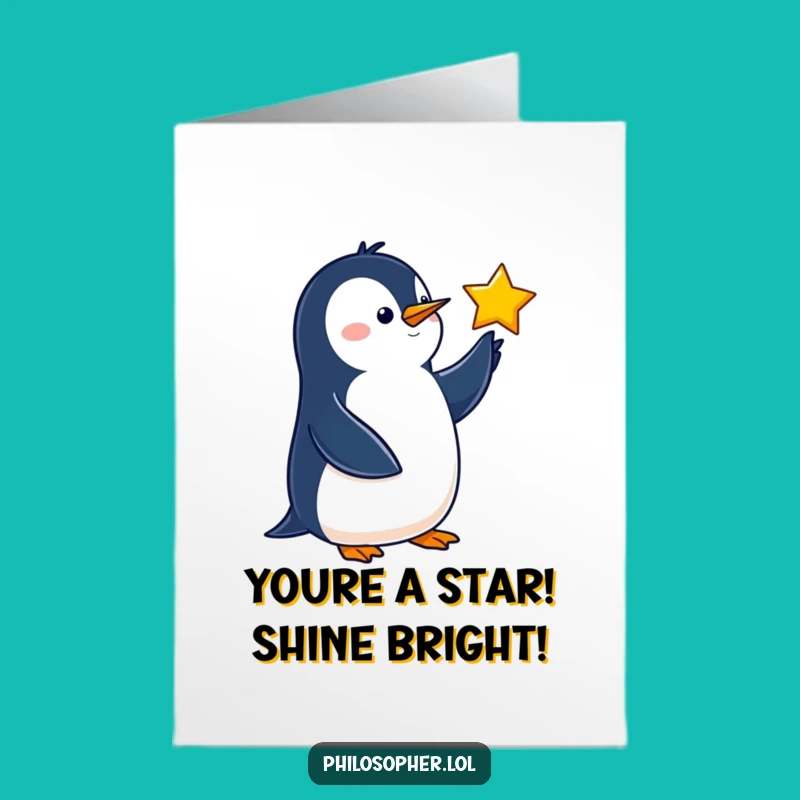 Free Printable Star Penguin Congrats Card - Downloadable DIY Gift