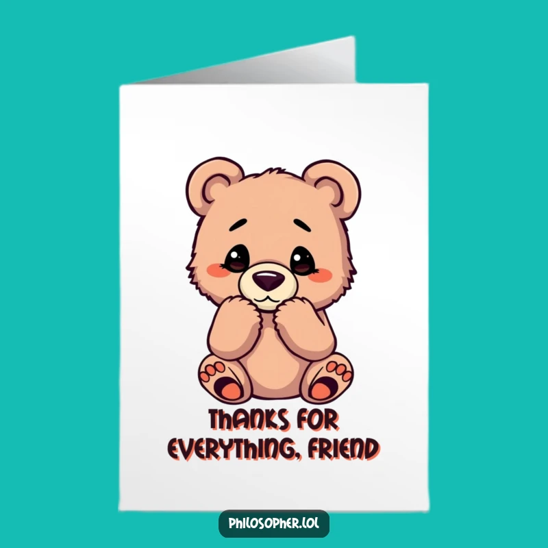 Free Printable Grateful Bear Cub Thank You Card - Downloadable DIY Gift