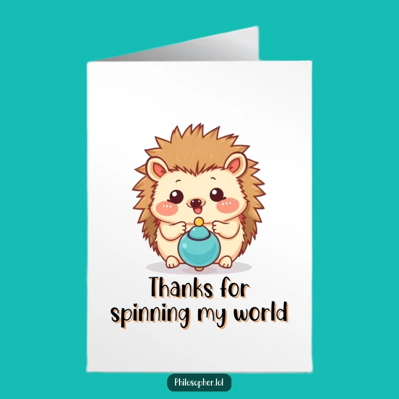 Free Printable Hedgehog Thank You Card: Funny Spinning Top Downloadable Gift