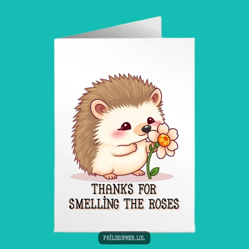 Free Printable Hedgehog Thank You Card: Gentle Appreciation Flower Downloadable Greeting