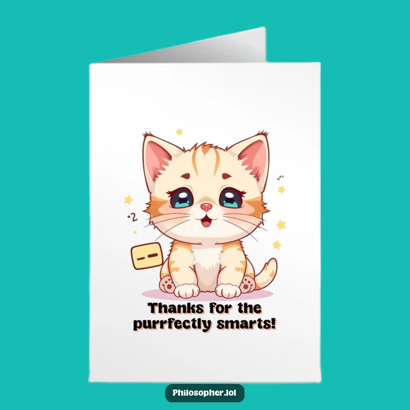 Free Printable Kitten Math Thank You Card: Funny Starry Eyes Downloadable Gift!