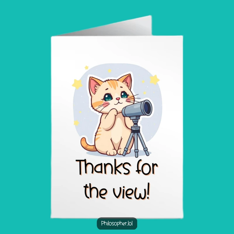 Free Printable Thank You Card: Cat's Starry Gratitude - Downloadable