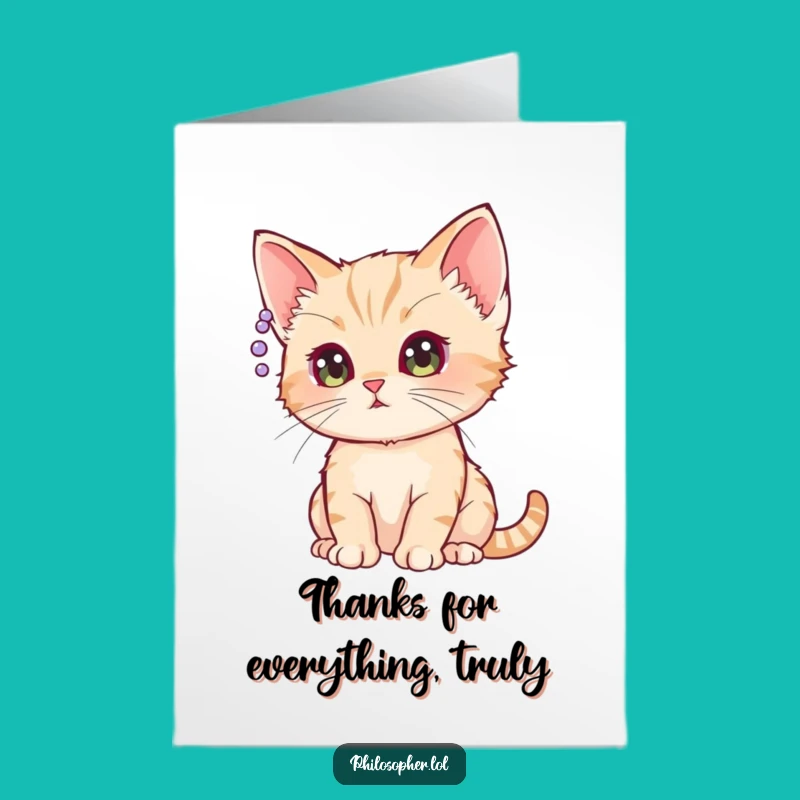 Free Printable Thank You Card: Kitten's Curious Gratitude, Downloadable Gift