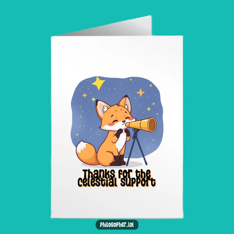 Free Printable Thank You Card: Star Gazing Fox Gratitude, Downloadable & Humorous