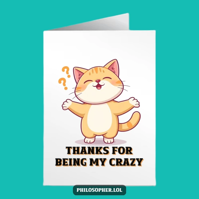 Free Printable Thank You Card: Funny Cat Spin Downloadable Appreciation Gift