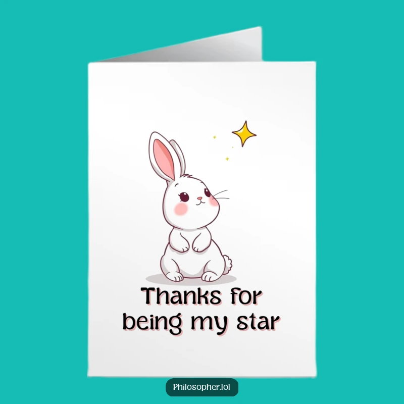 Free Printable Thank You Card: Dreamy Rabbit Star Appreciation Funny Gift