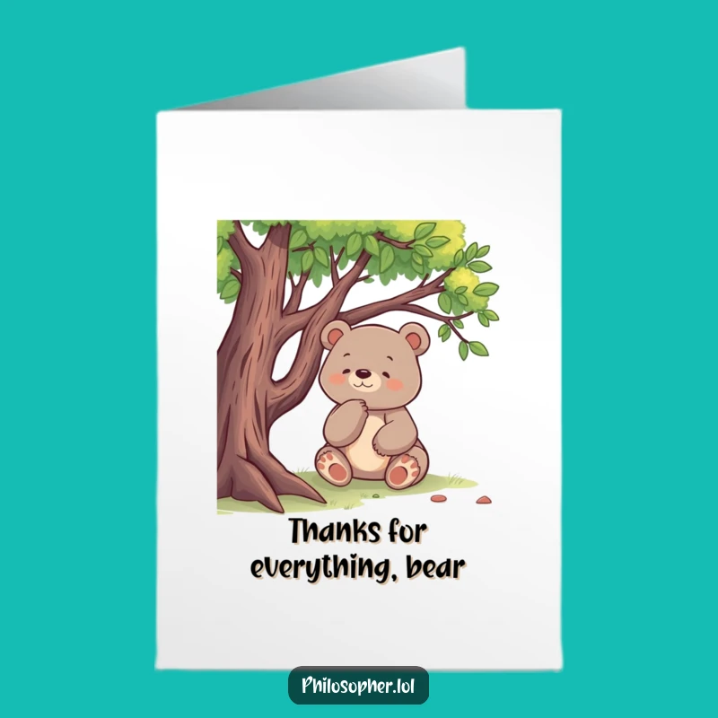 Free Printable Thank You Card: Bear's Gratitude, Humorous Downloadable Gift