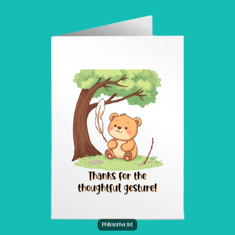 Free Printable Bear Pondering Thank You Card: Gentle Downloadable for Heartfelt Thanks!