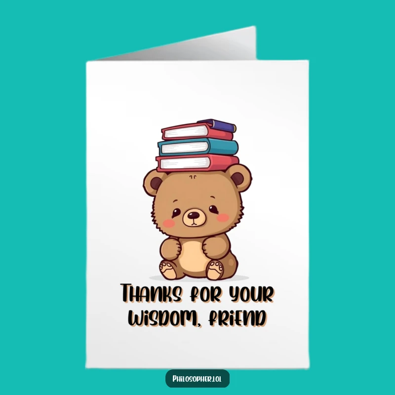 Free Printable Thank You Card: Bear Cub Philosophy Lover, Funny Downloadable Gift