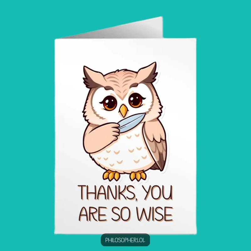 Free Printable Thank You Card: Owl Thoughtful Feather Funny Downloadable Gift