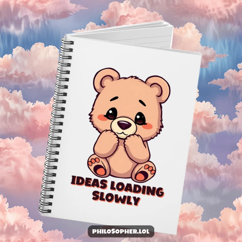 Funny bear cub notebook featuring a contemplative cub, perfect for jotting down profound ideas.