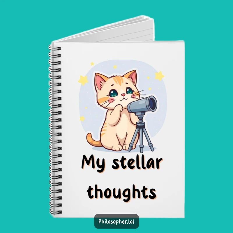 Funny Cat Telescope Notebook - Hilarious Journal for Cosmic Ideas